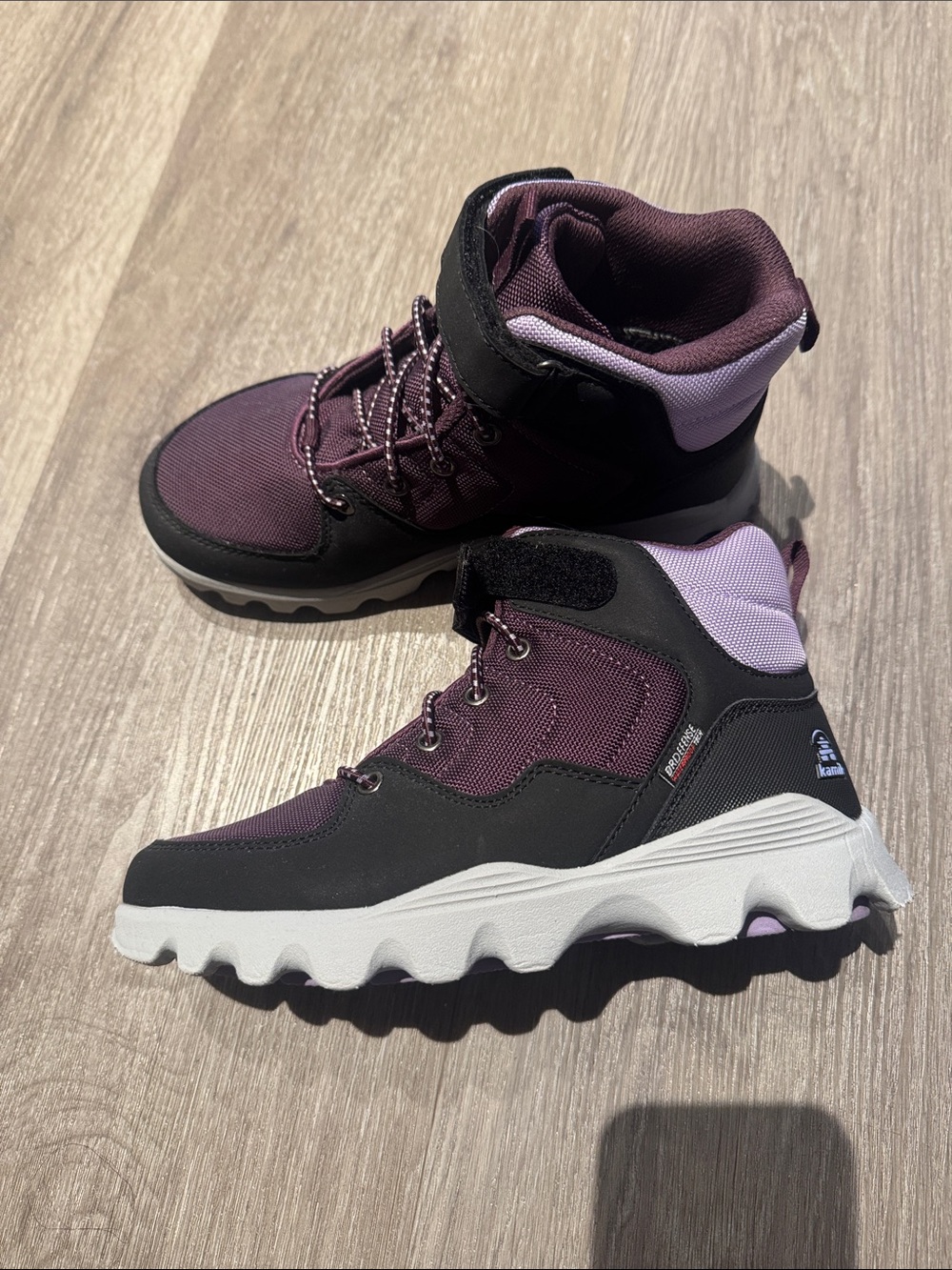Kamik Girls Plum Purple & Black High-Top Lace-Up Strap Boots